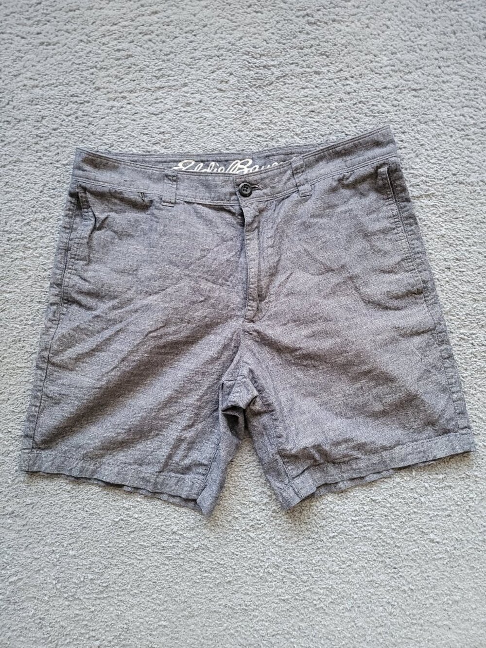 Eddie Bauer Specially Dyed Flat Front Shorts Heather Blue-Grey Mens Size 32